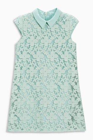 Mint Lace Collar Shift Dress (3-16yrs)